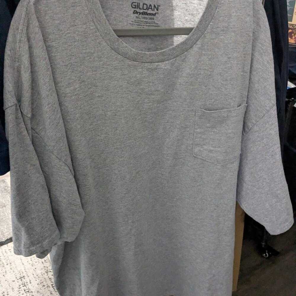 Gildan Dry Blend Gray Pocket Tee 3X